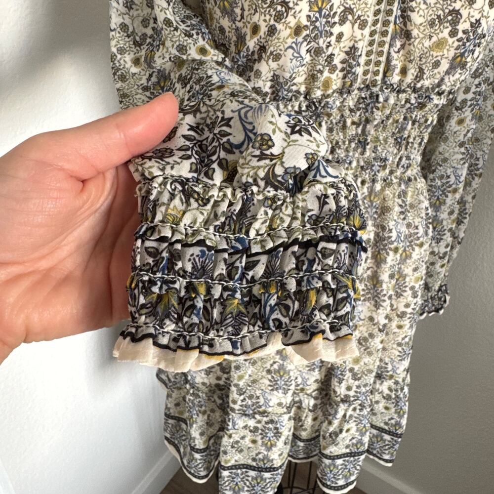 Max Studio | NWOT BOHO Style Long Sleeve Smocked Waist Fit & Flare Dress Size XS - Picture 9 of 9